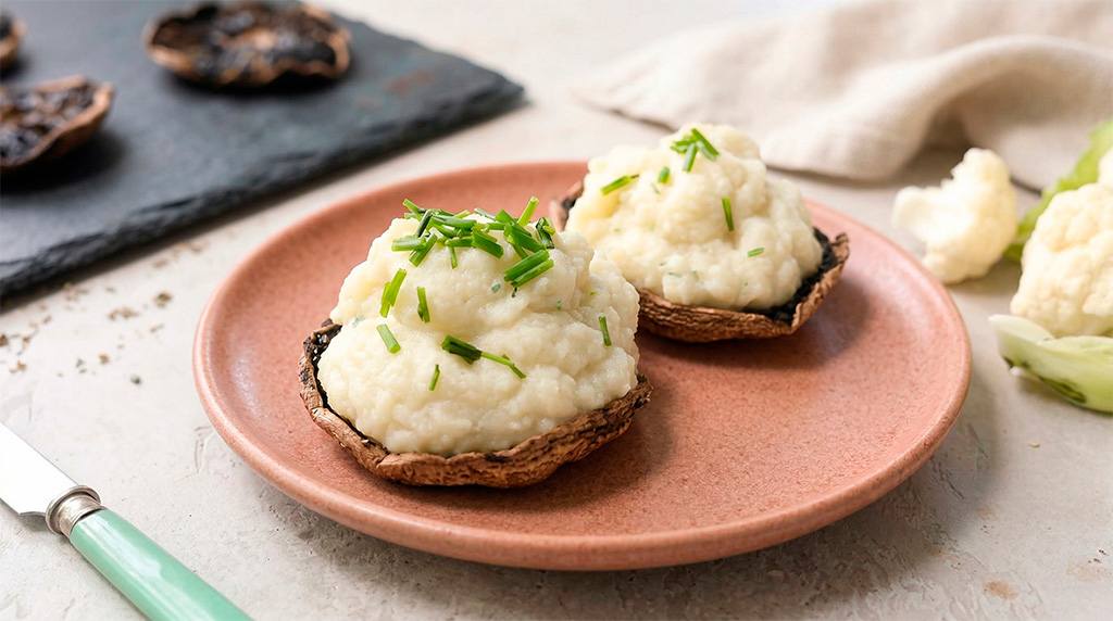 Portobello y crema de coliflor